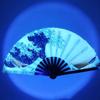 Folding Fan Colorful Holographic Rave Fan Bamboo Ribs Hand Fan Decorative Gifts for Festival Dancing Party