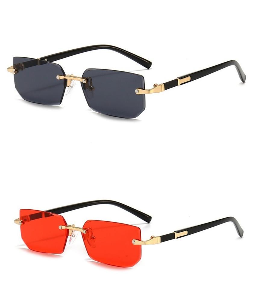 Trendy Rimless Rectangle Sunglasses Frameless Fashion Shades Punk Sunglasses Gradient Men Women UV400 Eyewear Driving