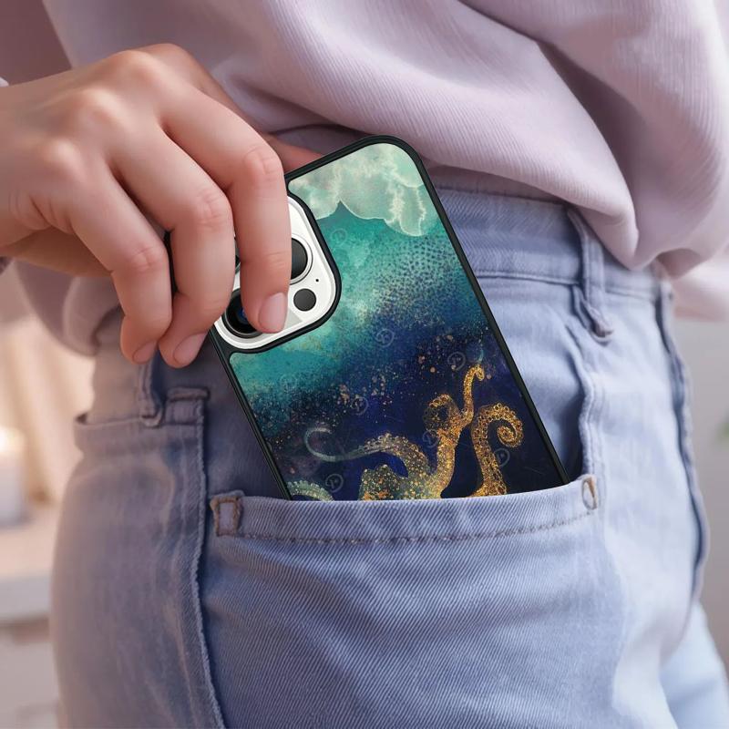 Мягкий чехол для телефона с океаническим дизайном и осьминогами для iPhone 17 Air 15 16e 14 13 Pro Max Coque 12 11 Pro Max PLUS
