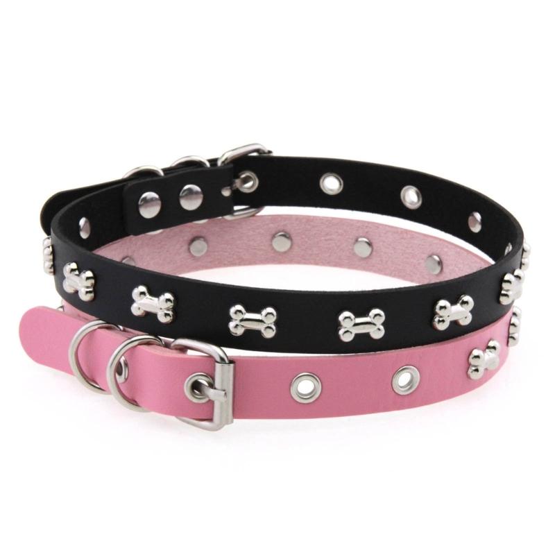 Панк Стиль Кожаные Чокеры Ожерелье С Подвеской В Виде Кости Регулируемая Застежка Для Дерзкой Уличной Моды