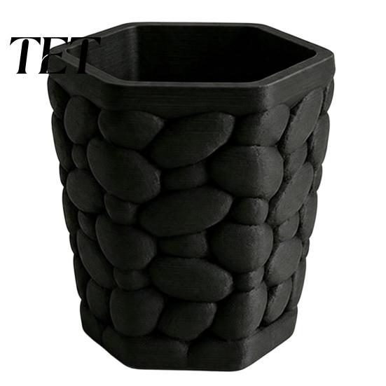 Creative Office Supplies Decor Pebble Texture Pen Holder, Hexagonal Desktop Organizer, Stable Anti-Tip 3D Modern Storage Container Printed PLA Cup for