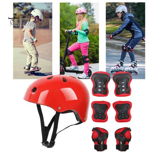 7 шт./компл. детский комплект защитного снаряжения для катания на роликовых коньках, скейтборде, велосипеде, самокате, регулируемый шлем, наколенник, налокотник, защита запястья