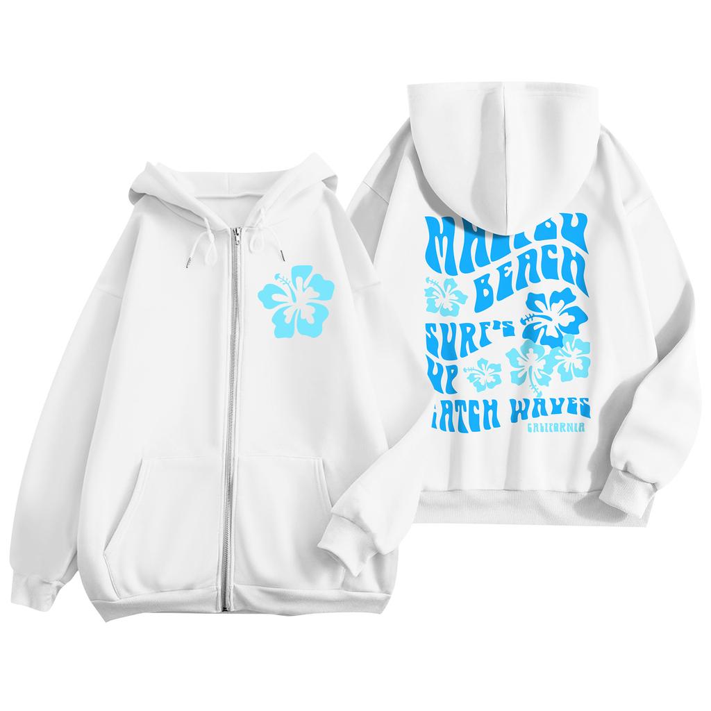 Женские толстовки на молнии для девочек-подростков, свитшот с цветочным принтом, одежда, повседневная куртка на шнурке с карманами