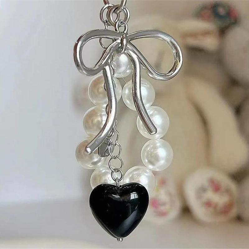 Модный универсальный брелок с жемчугом и бантом, подвеска для милого телефона, симпатичный рюкзак, подвесное украшение, аксессуары, подарки