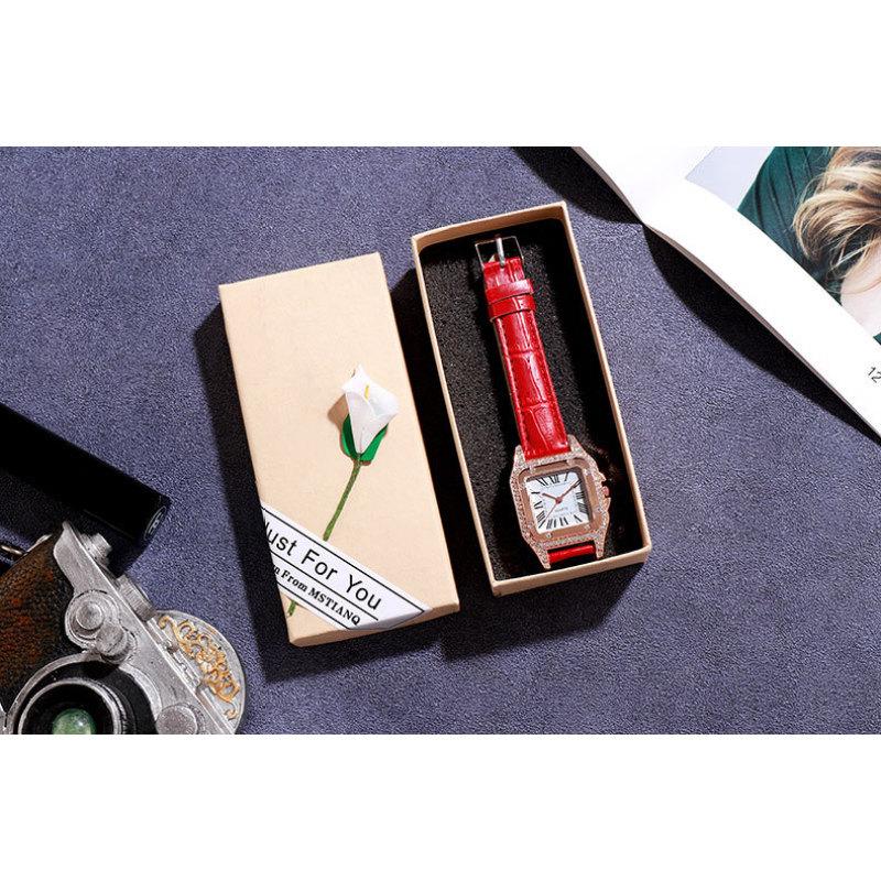 Легкие роскошные женские часы с римскими бриллиантами, модные подарочные кварцевые часы