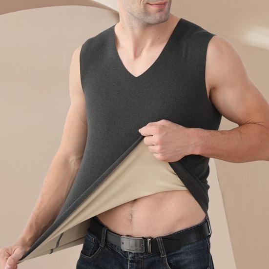 Мужской жилет-топ с V-образным вырезом, без рукавов, термофиксирующий бесшовный дизайн, двусторонний, матовый, ремесленный, пуловер, жилет