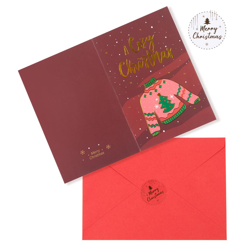 Merry Christmas Fold Greeting Cards with Envelope Xmas Party DIY Gifts Box Card for New Year Festival Decorations Navidad Noel
