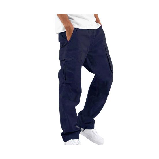 Мужские брюки-карго с несколькими карманами, эластичным поясом на шнурке, регулируемыми штанинами, свободные однотонные длинные шаровары для занятий спортом и отдыха на открытом воздухе