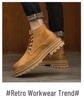 Мужские высокие ботинки Мартинсы из матовой кожи - Повседневные ботинки для работы на открытом воздухе и хайкинга на осень и зиму.