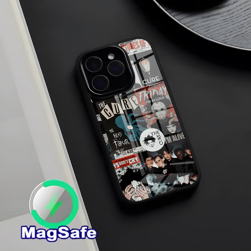 Винтажная Рок-группа The Cure Чехол для телефона Магнитный Стеклянный Чехол Для IPhone 17 Pro Max 16 15 14 13 11 Pro Max Plus Чехол для телефона