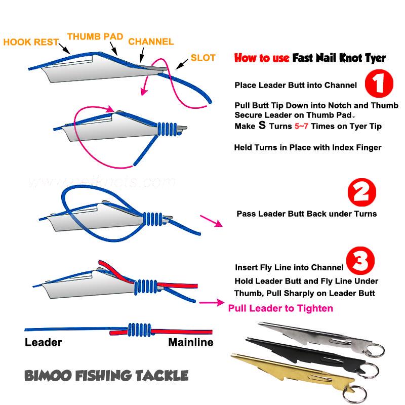 Bimoo Fast Fly Fishing Nail Knot Tyer Рыболовный крючок с экстрактором Zinger Рыболовные снасти Аксессуары Инструменты