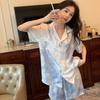 High-Value Wind Ice Silk Short-Sleeved Pajamas Women'S Summer Design Sense Fashion Loungewear Suit