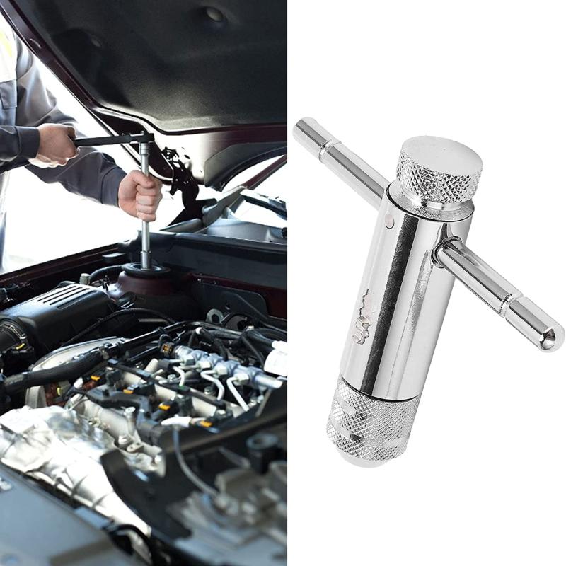 Adjustable M3-8 M5-12 Silver T-Handle Ratchet Tap Holder Wrench Set with 5pc M3-M8 Machine Screw Thread Metric Plug T-shaped Tap