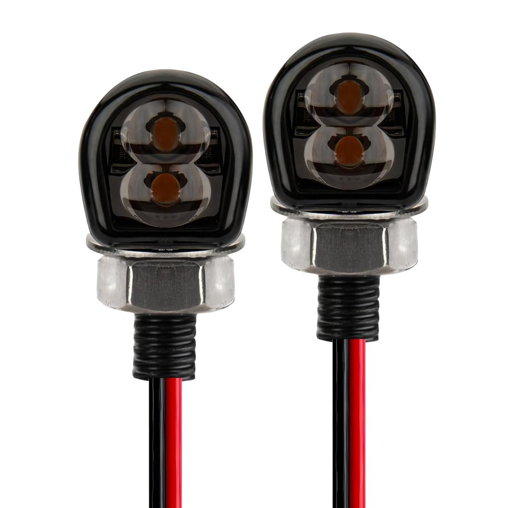 RXCARGO Motorcycle Turn Universal Amber High Motorcycle Inspection Compatible with and Set of 2 Turn Signals, LED, 12V, Brightness, Mini/Nano,