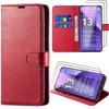 Case - E.F.CONNECTION - For Xiaomi Redmi Note 13 Pro+ 5G - Shockproof Faux Leather - 2 Tempered Glass - Red