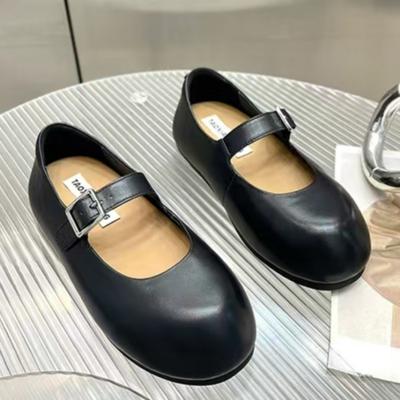 Мода Женская Мода Балетки Весна Новые Круглый Носок Мелкий Вырез Металлическая Пряжка А-образный Силуэт Противоскользящие Износостойкие Одинарные Туфли