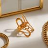 Неправильное Цветочное Полое Регулируемое Открытое Кольцо 18K PVD Покрытие Простое Элегантное Металлическое Модное Украшение Бижутерия Подарок
