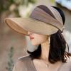 Women'S Outdoor Empty Top Breathable Mesh Hat Straw Splicing Big Brim Sun Hat Outdoor Travel Sun Protection Beach Hat