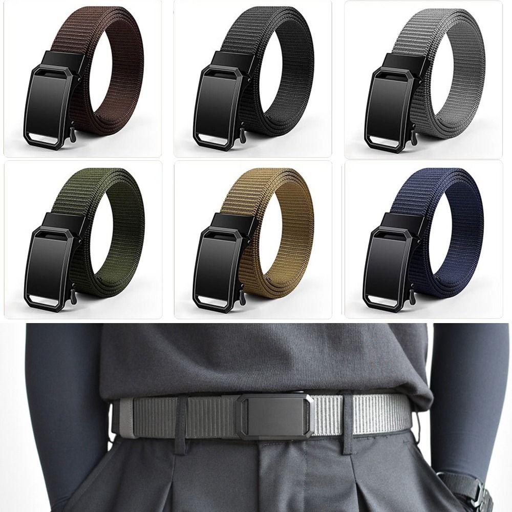 Luxury Brand Nylon Braided Belt Business Casual Canvas Strap Men Automatic Buckle Waistband