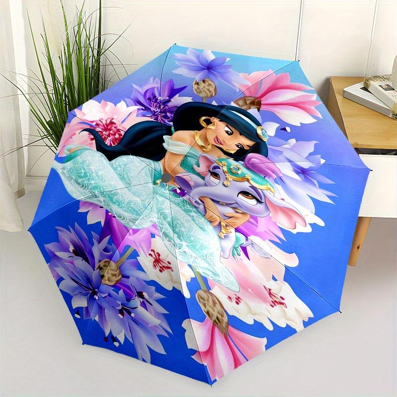 Princess Jasmine, Elephant Friend Automatic Opening and Closing Umbrella, Compact Travel Umbrella, Lightweight and Portable, Suitable for Be