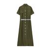 Spring New Women's Clothing American Style Classic Style with Belt Short Sleeve Lapel Shirt Dress 3897060