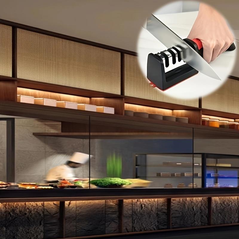 4-ступенчатая точилка для ножей высочайшей точности — система хонингования вольфрамовыми алмазами и керамикой с технологией точильного камня — прочный корпус из полипропилена и термопластичного каучука для обеспечения безопасности