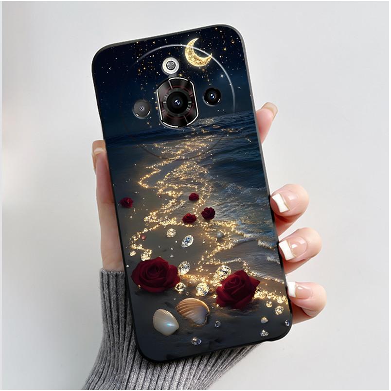 For ZTE Nubia Focus Pro 5G Case Z2351N Luxury Cute Heart Rabbit Soft TPU Silicon Matte Black Phone Casing Shockproof Back Cover