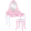 Kids Dressing Table Set Vanity Table With Stool Mirror Drawer Desktop Storage Ballet Theme Pink