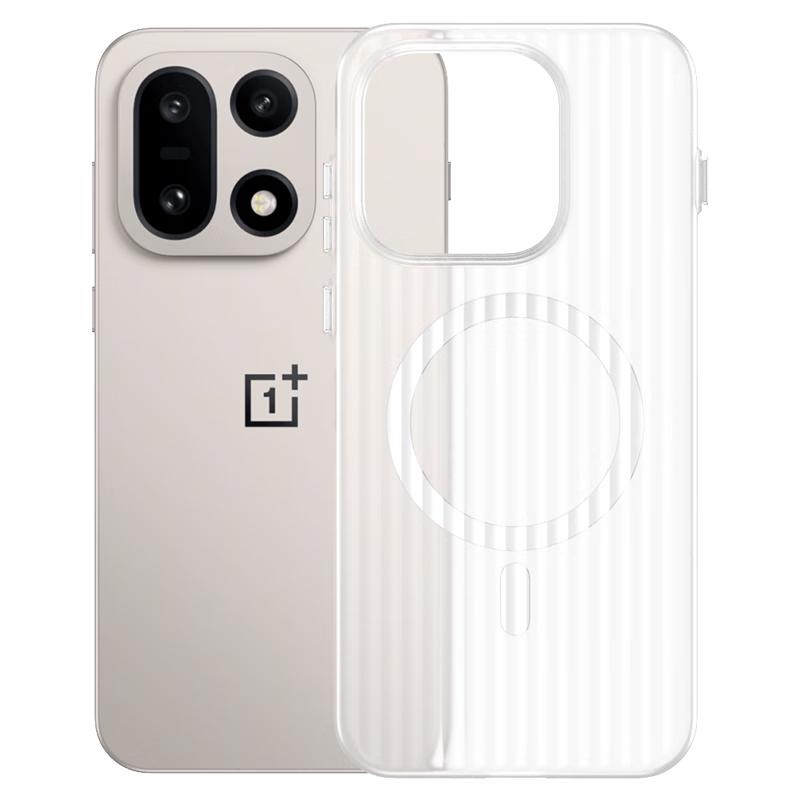 Sihuan Ke Premium Чехол для OnePlus 15, Ударопрочный Матовый Магнитный Защитный Чехол с Волнистым Рисунком - Белый