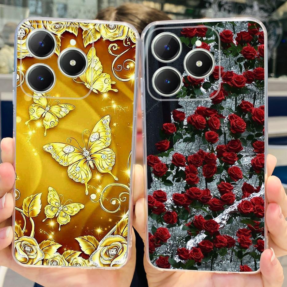 For Realme C61 Case RMX3939 Cute Panda Cartoon Painted Cover Soft Slim Phone Case For Realme C63 C 61 RealmeC61 RealmeC63 Bumper