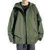 [Fasshonrida] Men's Mountain Parka - Water-Repellent Softshell Nylon Jacket - Windproof Outerwear - Cold-Weather Windbreaker - Olive Green XL