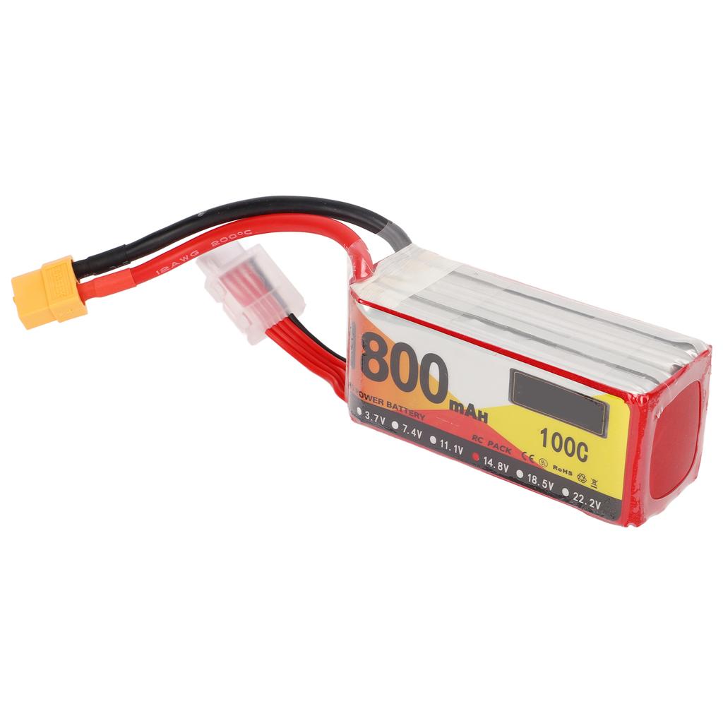 1800mAh Lipo Battery 100C Discharge Rate 14.8V 4S XT60 Plug RC Battery Power for RC Helicopter Car