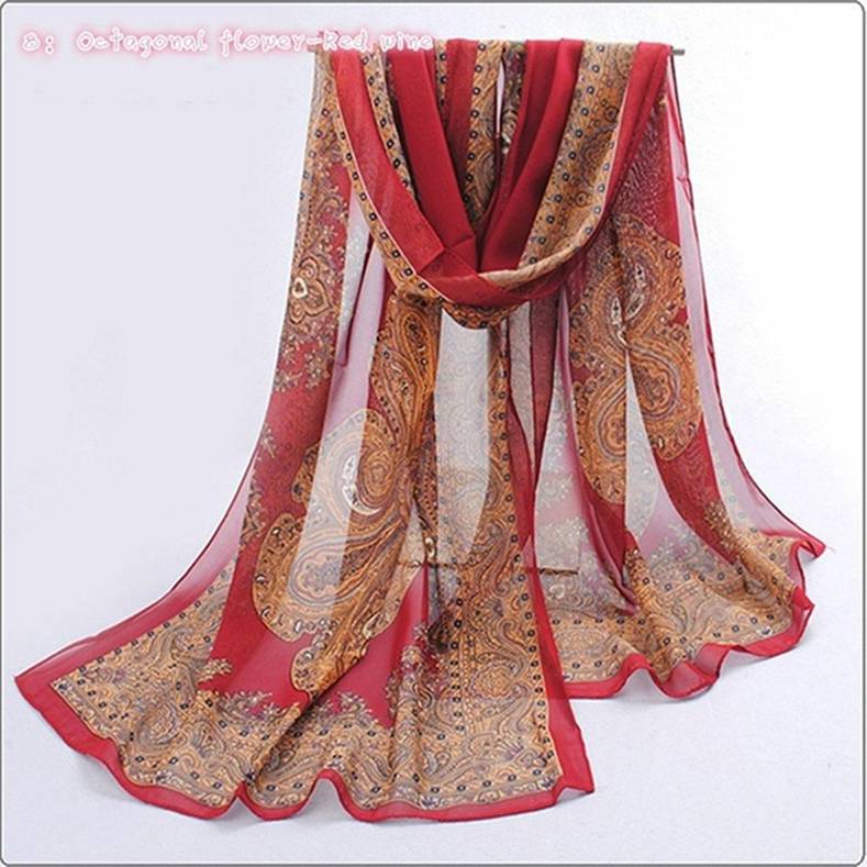 Fashion Women Chiffon Scarf Print Pattern Silk Scarves Shawl High Quality Chiffon Scarf