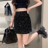 Сексуальная юбка с высокой талией, облегающая бедра, однотонная, с блестящими пайетками, декорированная мини-юбка для отдыха, пляжа, путешествий, вечеринок