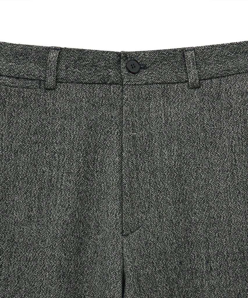 NOIRER Shining Wool Semi High-Waisted Pants (Gray)