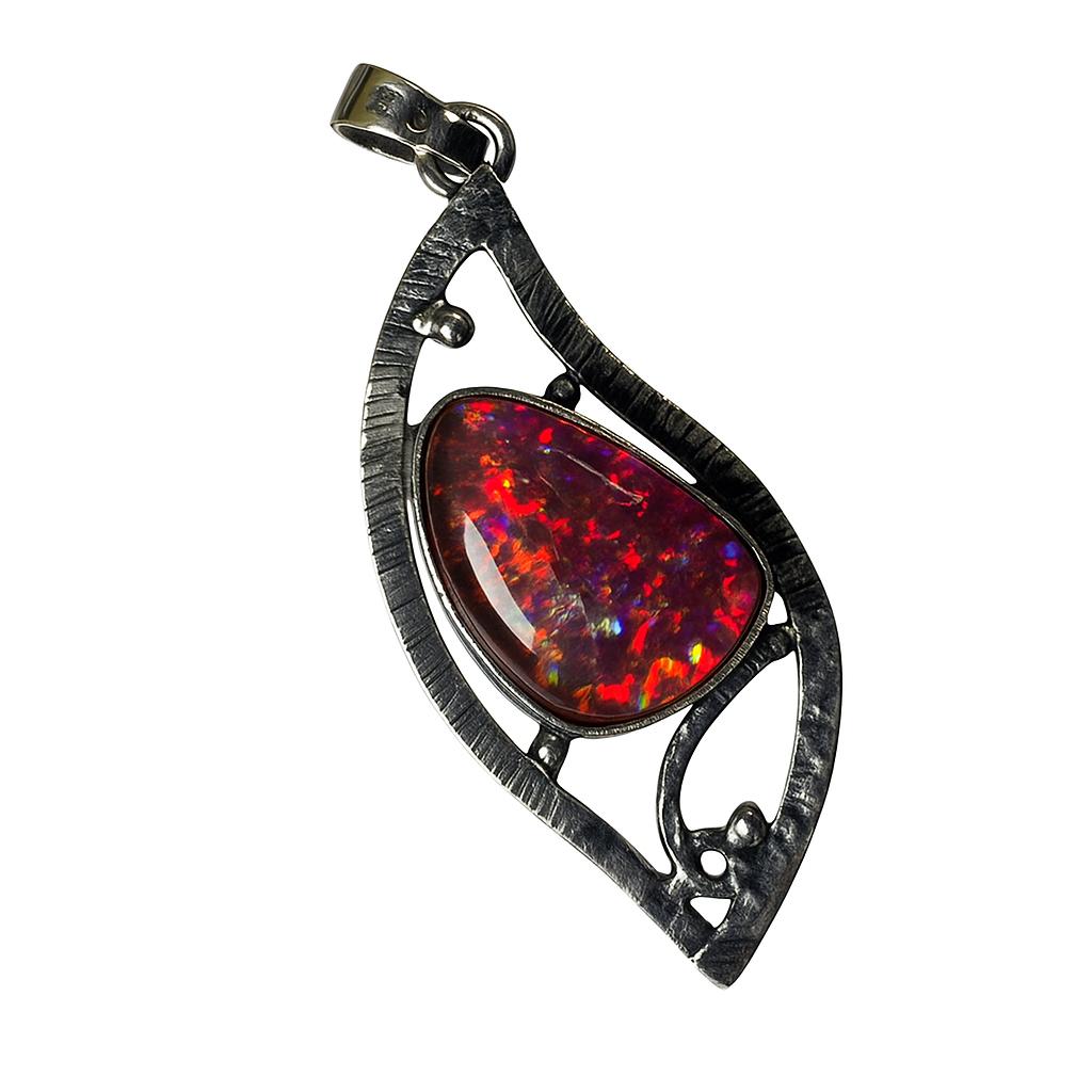 28 Ct Natural Australian Opal 925 Sterling Silver Oval Cut Pendant CERTIFIED