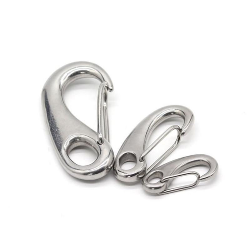 6pcs Egg Shape Spring Snap Hooks Marine 304 Stainless Steel Multifunctional Hiking Camping Belt Carabiner Quick Release Hook