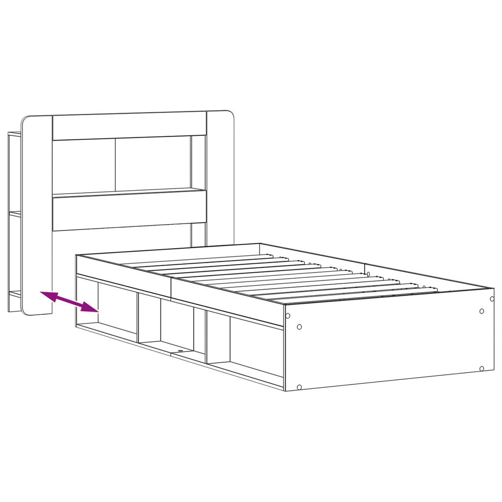 Bed Frame with Storage Space Reclaimed Wood Look 75 x 190 cm Wood Based Panel