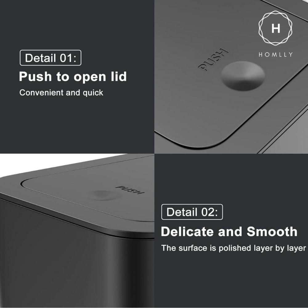 HOMLLY Slim Garbage Rubbish Trash Bin with Pop-Up Lid (3 Colors)
