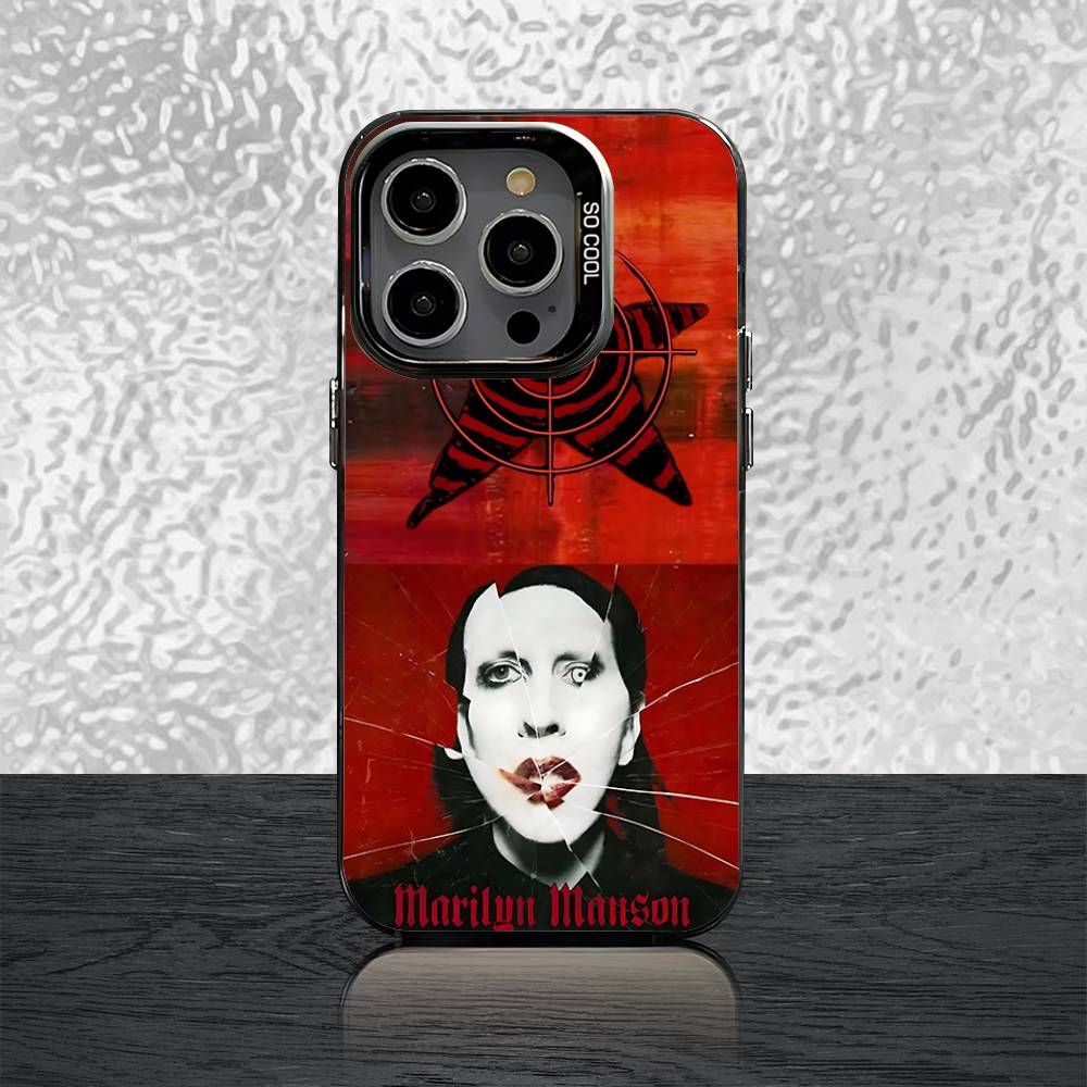 M-Marilyn M-Manson Phone Case For iPhone 17,16,15,14,13,12,11,Pro,Max,Plus,Mini,Air,SE4 Black Matte Shockproof Cover