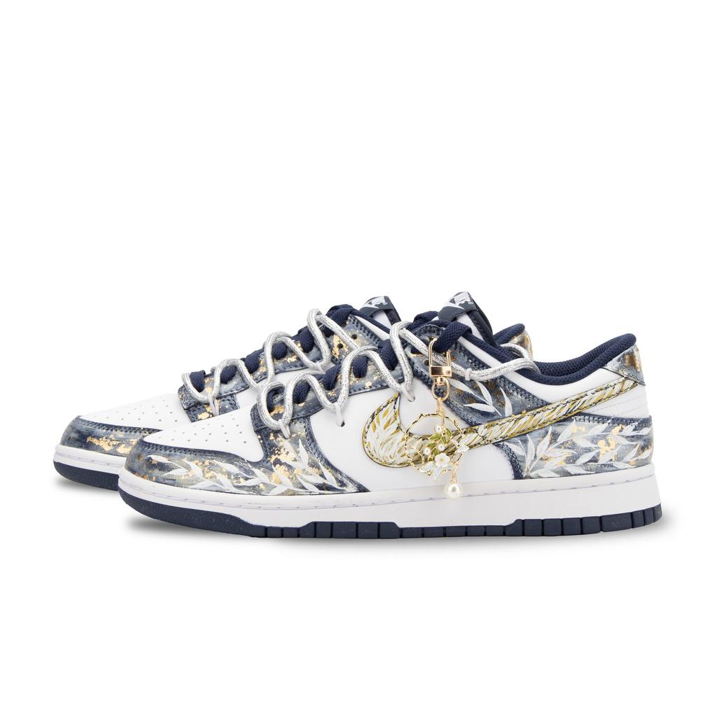 Nike Кроссовки Dunk Jiang Jin Yue, Venus Устойчивые к истиранию Низкие Скейтбордические Обувь Унисекс Белый Синий Золотой HF5441-107(Команда445- )