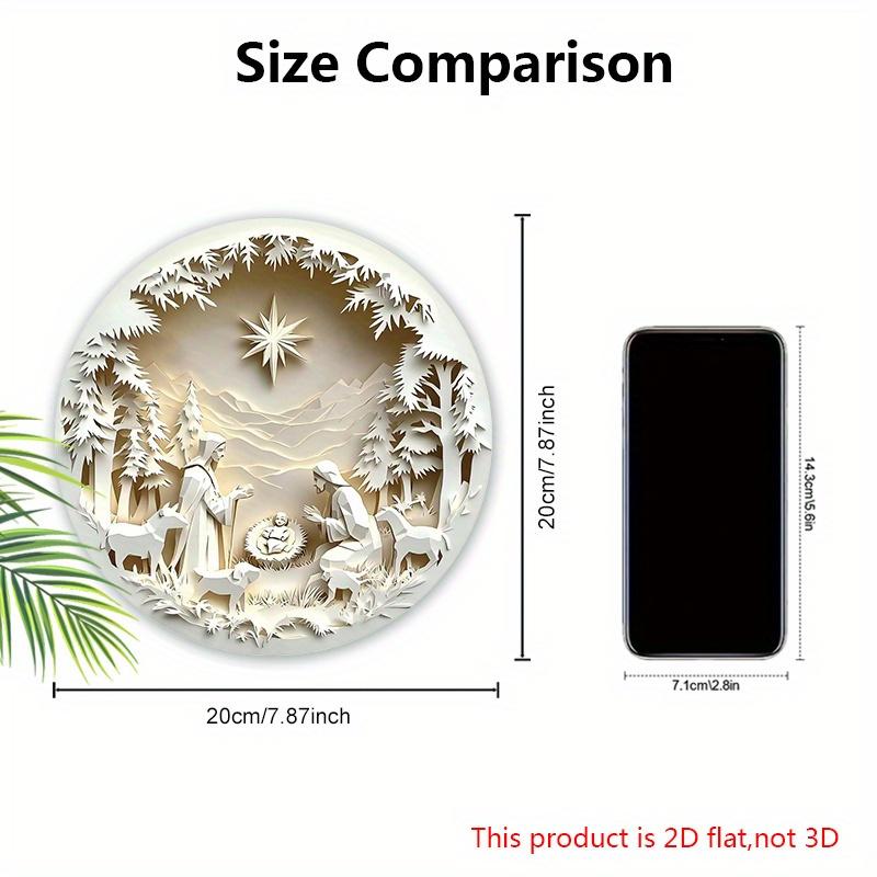 5 шт. деревянная вывеска с изображением рождественской сцены, 2D, плоский рельефный эффект, Иисус гонится за потерянным ягненком, круглая вывеска для настенного декора, идеальное рождественское украшение
