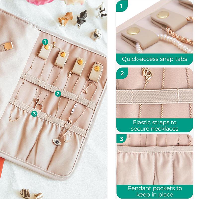 Foldable Fashion Portable Jewelry Bag Large Women's Travel Jewelry Roll Necklace Earring Ring Jewellery Display Storage Bag