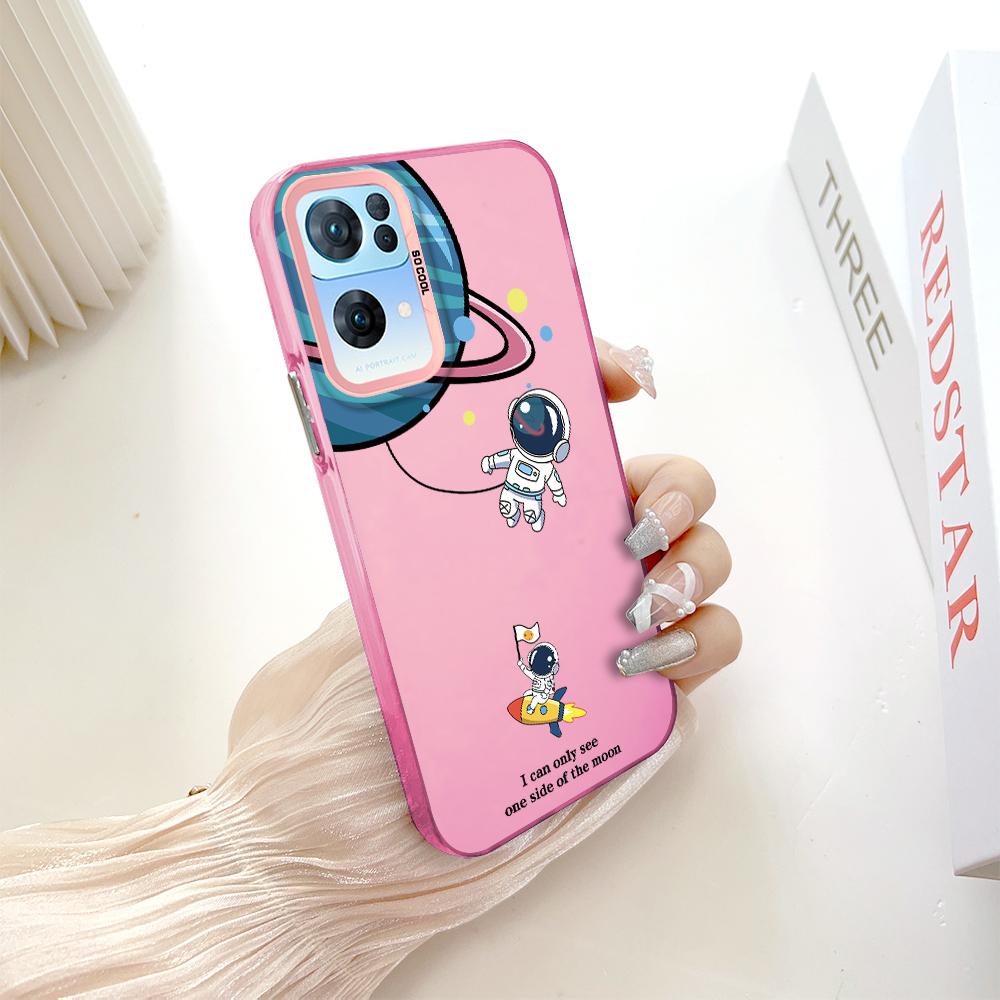 Окрашенный узор, цветной серебристый, двухсторонний, жесткий, противоударный чехол для телефона с защитой от падений для OnePlus OPPO Reno Realme