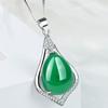 Элегантное посеребренное медное ожерелье с подвеской из зеленого халцедона – модная подвеска в форме капли для женщин