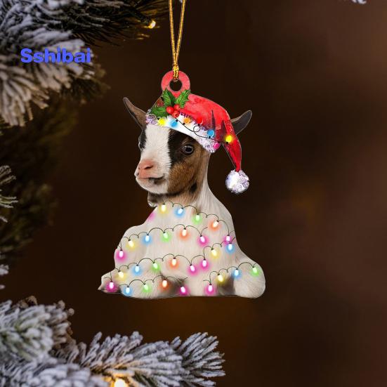 Рождественские подвесные украшения в виде животных Коза Утка Кошка Панда Корова Акриловый многоразовый праздничный декор Рождественская елка Орнамент Подвеска Праздничные принадлежности Подарок