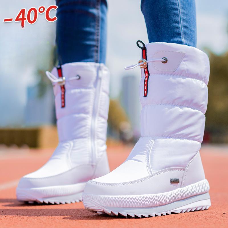 Women Winter Boots Platform Snow Boots Waterproof Non-slip Thick Plush Warm Mid-calf Boots for Women Winter Shoes Botas
