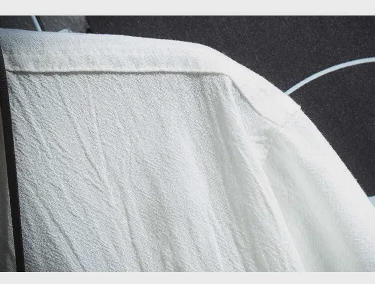 Мужская рубашка больших размеров в японском стиле с воротником-стойкой и короткими рукавами, однотонная