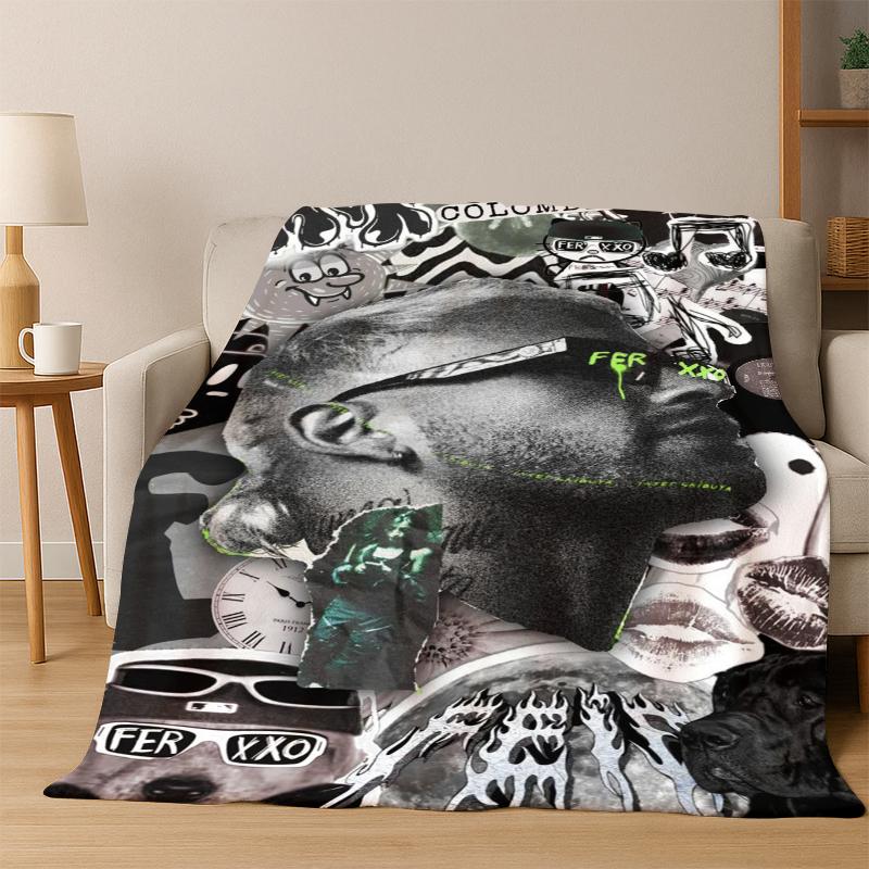 Feid Ferxxo Hiphop Pop Music Flannel Blanket Soft Warm Blanket Throw Blanket for Bedroom Living Room Bed Travel Picnic Gift