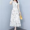 Белое цветочное шифоновое облегающее офисное женское платье, летнее элегантное повседневное выпускное длинное платье 2025 года, женское винтажное вечернее платье